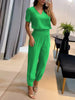 Two-Piece Set with V-Neck Top and Shorts for Women | Formal