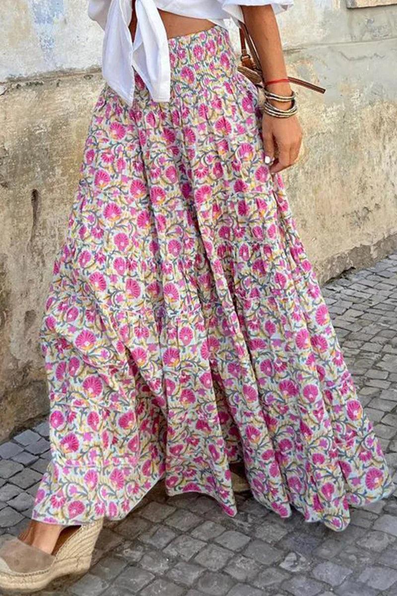 Alina – Boho Print Maxi Skirt for Women