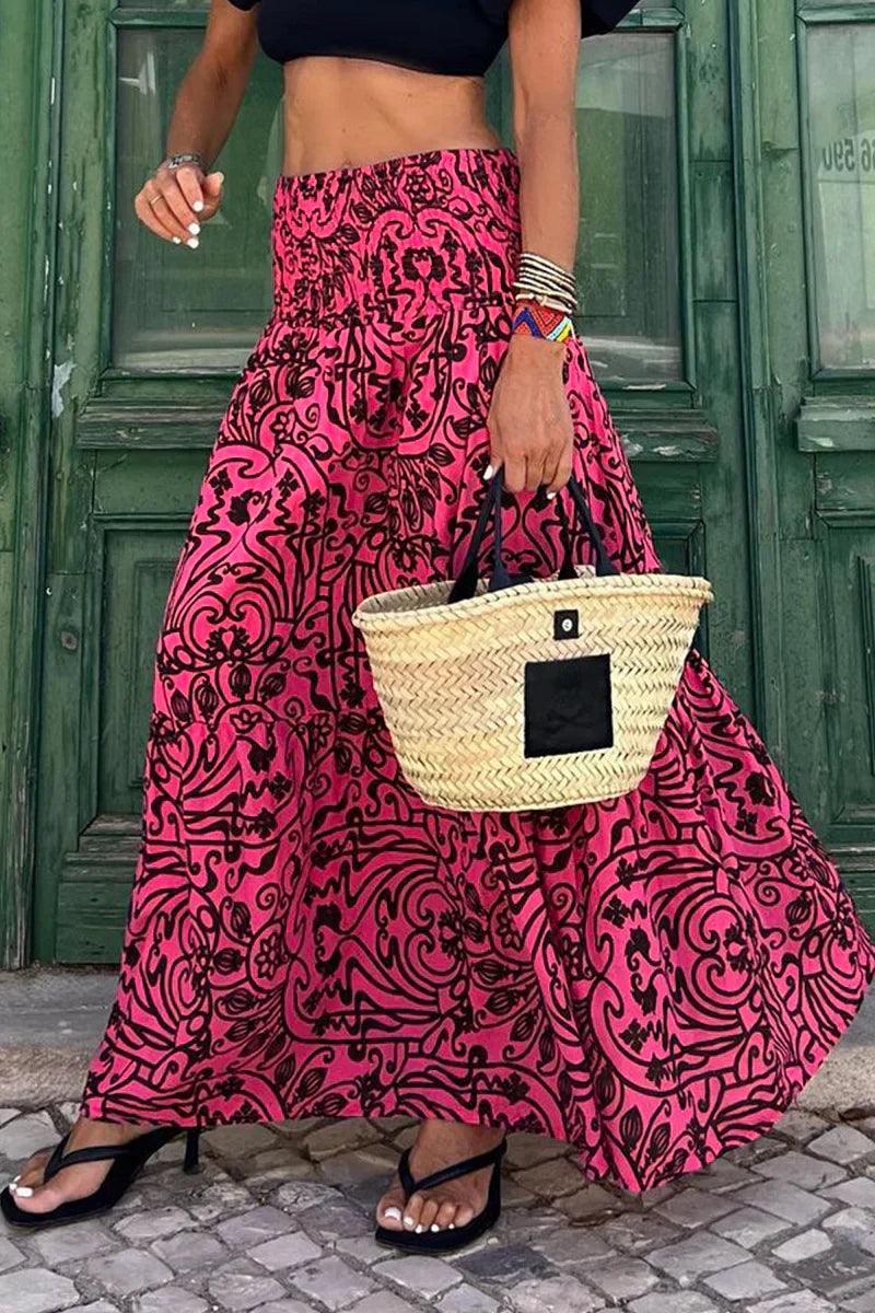 Alina – Boho Print Maxi Skirt for Women