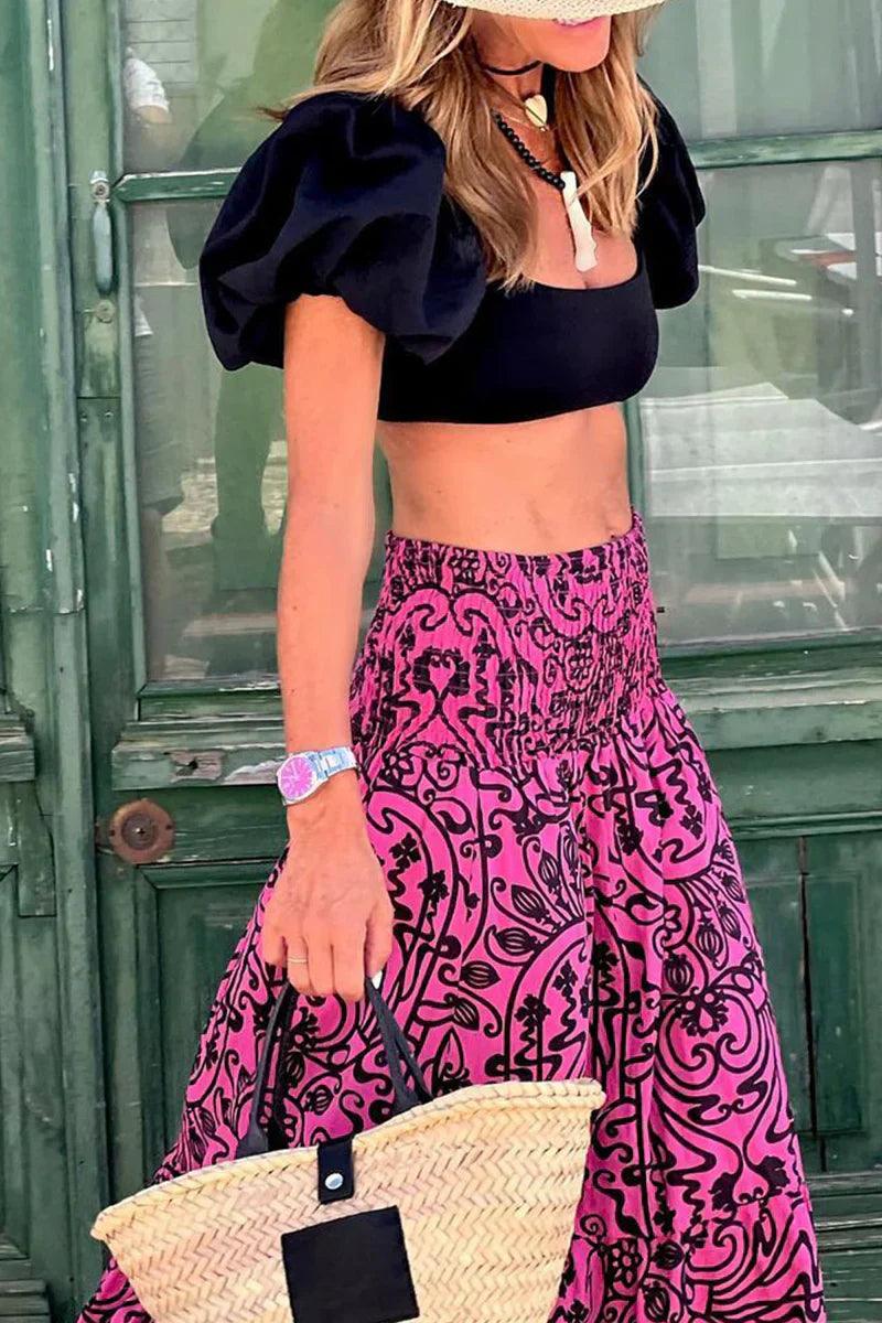 Alina – Boho Print Maxi Skirt for Women