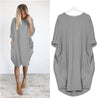 Women’s Summer Dress with Loose Fit and Round Neckline | Midi
