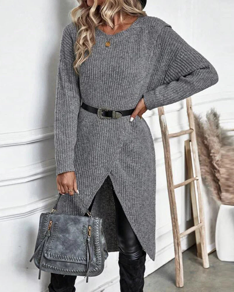 Emma™ Luxurious Knit Dress with Slit for Women
