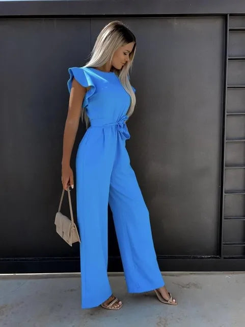 Women's Overall with Ruffle Sleeves | Wide Leg
