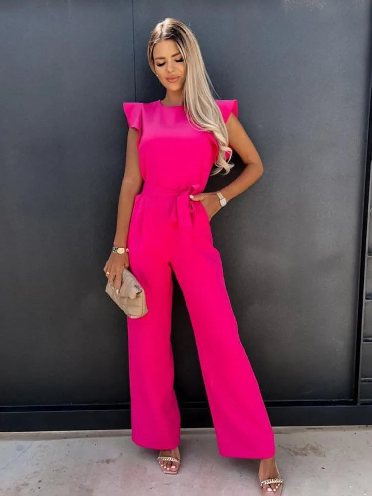 Women's Overall with Ruffle Sleeves | Wide Leg