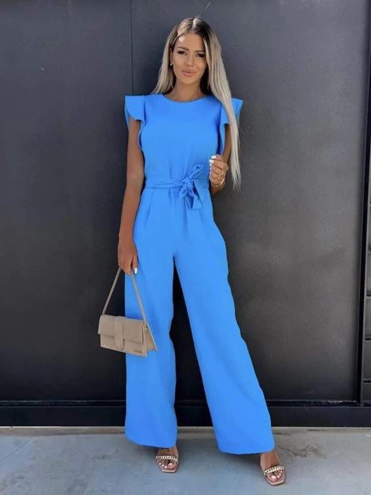 Women's Overall with Ruffle Sleeves | Wide Leg