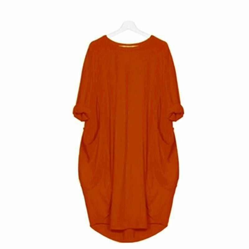 Women’s Summer Dress with Loose Fit and Round Neckline | Midi