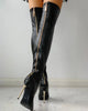 Women's Black Leather Boots with Low Heel and Elegant Design