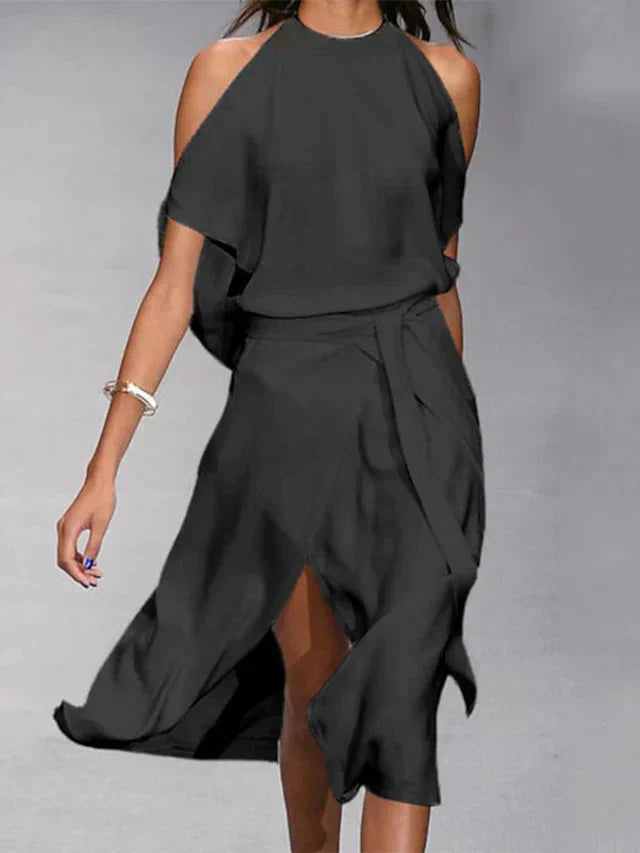 Madonna™ Elegant Dress with Fashionable Shoulder Cutouts