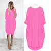 Women’s Summer Dress with Loose Fit and Round Neckline | Midi
