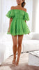 Women's Mini Dress Strapless with Puff Sleeves and Elastic Neckline