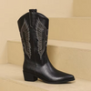 Women's Western Boots with Block Heel and Side Zipper