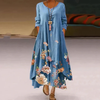 Women's Summer Double-Layer Long Sleeve Printed Dress | Maxi