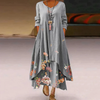 Women's Summer Double-Layer Long Sleeve Printed Dress | Maxi