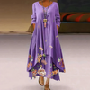 Women's Summer Double-Layer Long Sleeve Printed Dress | Maxi