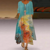 Women's Summer Double-Layer Long Sleeve Printed Dress | Maxi