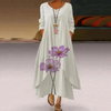 Women's Summer Double-Layer Long Sleeve Printed Dress | Maxi