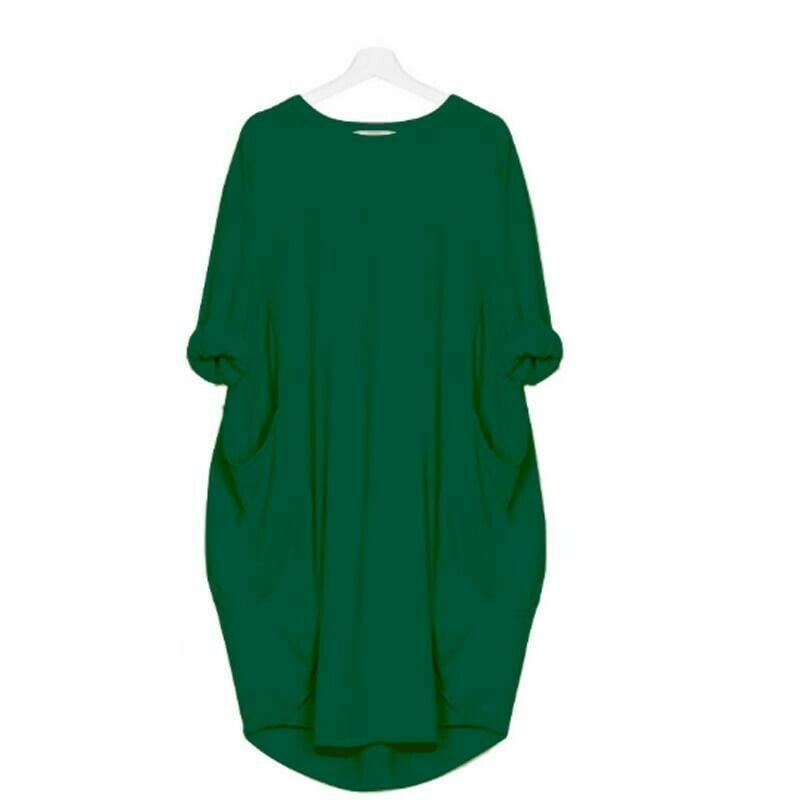 Women’s Summer Dress with Loose Fit and Round Neckline | Midi