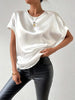 Caroline - Satin T-Shirt with turned-up sleeves for women