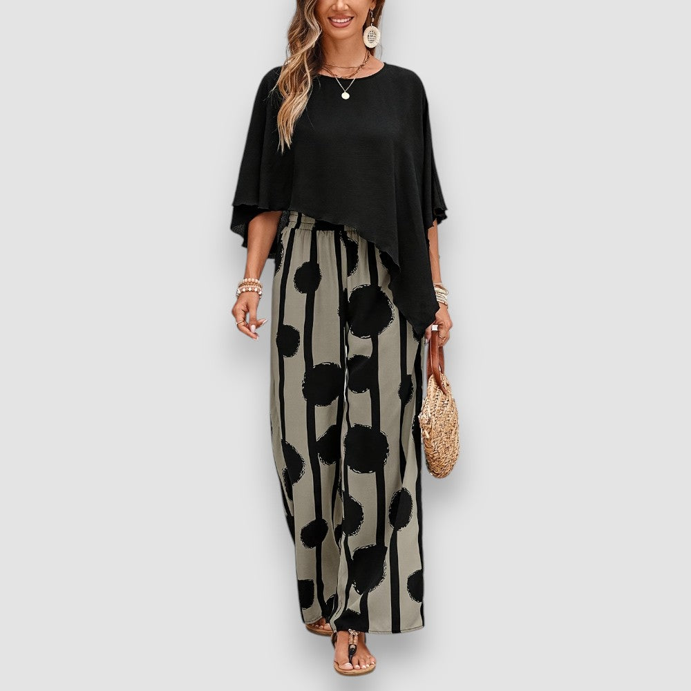 Claudia – Stylish Two-Piece Set with Asymmetric Top for Women