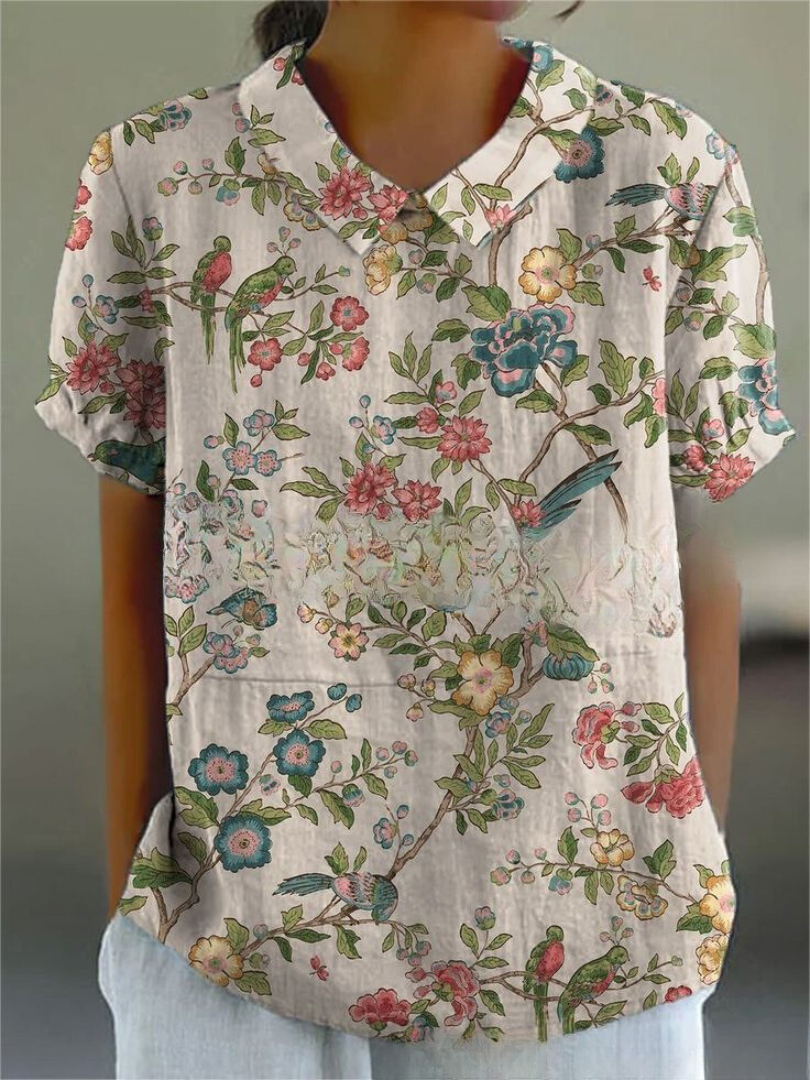 Women's Vintage Floral Pattern Blouse | Casual