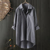 Women's linen shirt with button placket and long sleeves