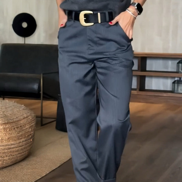 Women's Striped Business Suit Trousers - Elegant & Modern