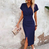 Willa - Casual Short Mini Dress with V-Neck