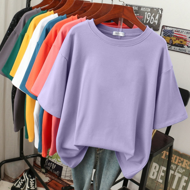 Amélie - Oversized Cotton Basic T-Shirt for Women