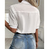 BellaVita™ – White Women's Blouse with Fashionable Puff Sleeves