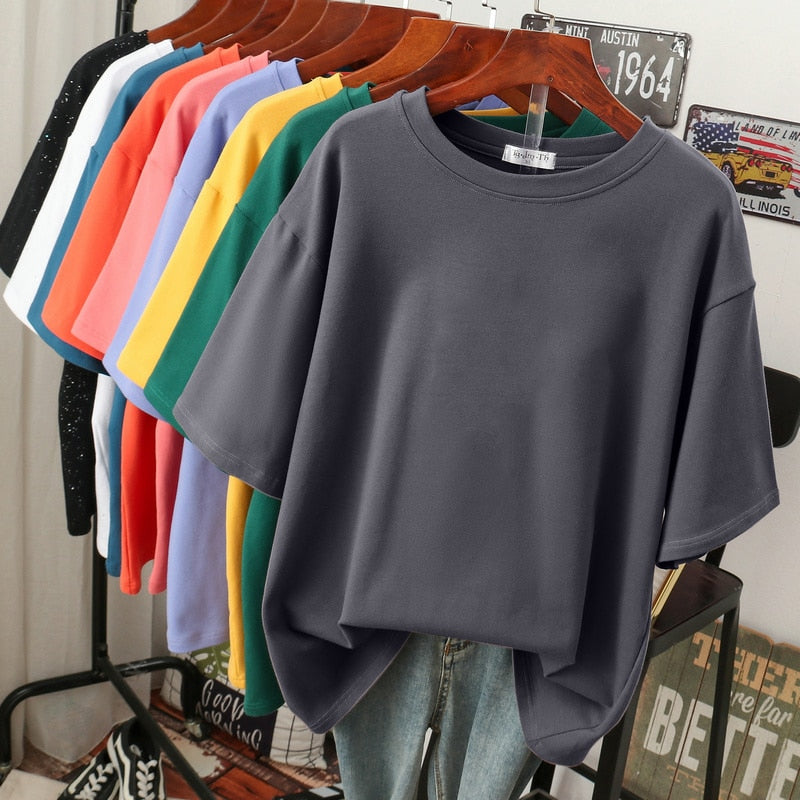 Amélie - Oversized Cotton Basic T-Shirt for Women