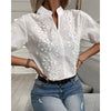 BellaVita™ – White Women's Blouse with Fashionable Puff Sleeves