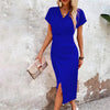 Willa - Casual Short Mini Dress with V-Neck