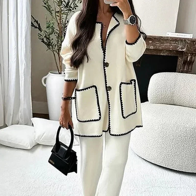 Carlota | Elegant and tailored women's cardigan and pants set