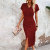 Willa - Casual Short Mini Dress with V-Neck