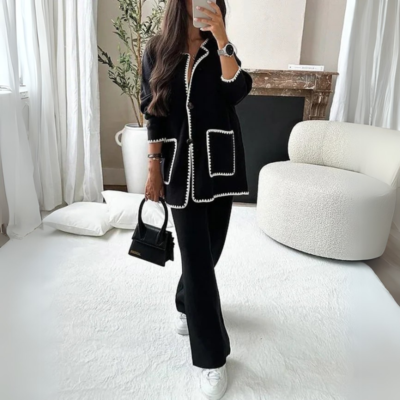 Carlota | Elegant and tailored women's cardigan and pants set