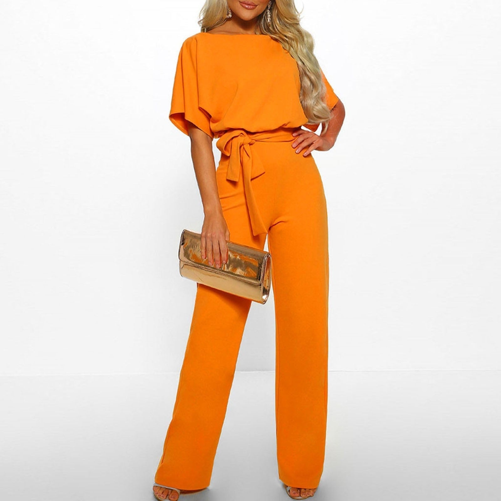 Women’s jumpsuit Elianne with wide legs and waist lacing