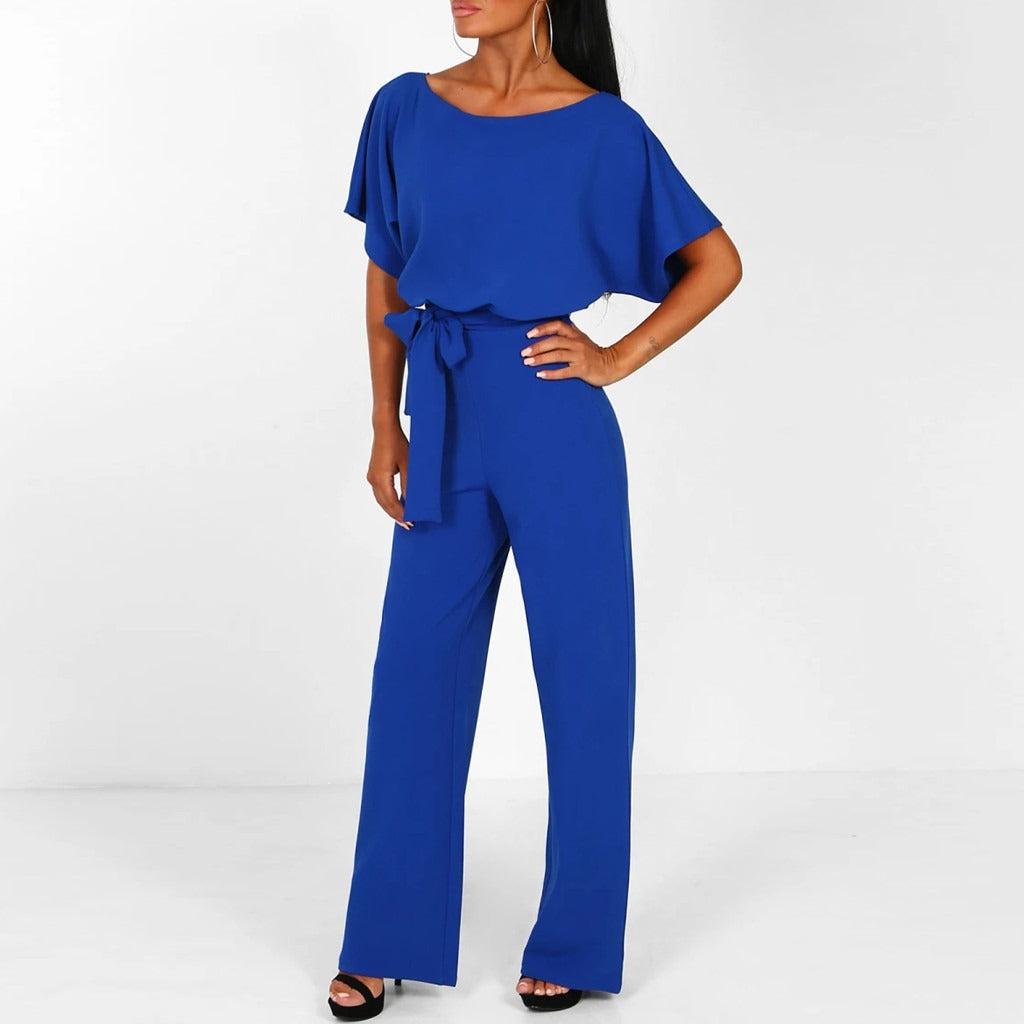 Women’s jumpsuit Elianne with wide legs and waist lacing