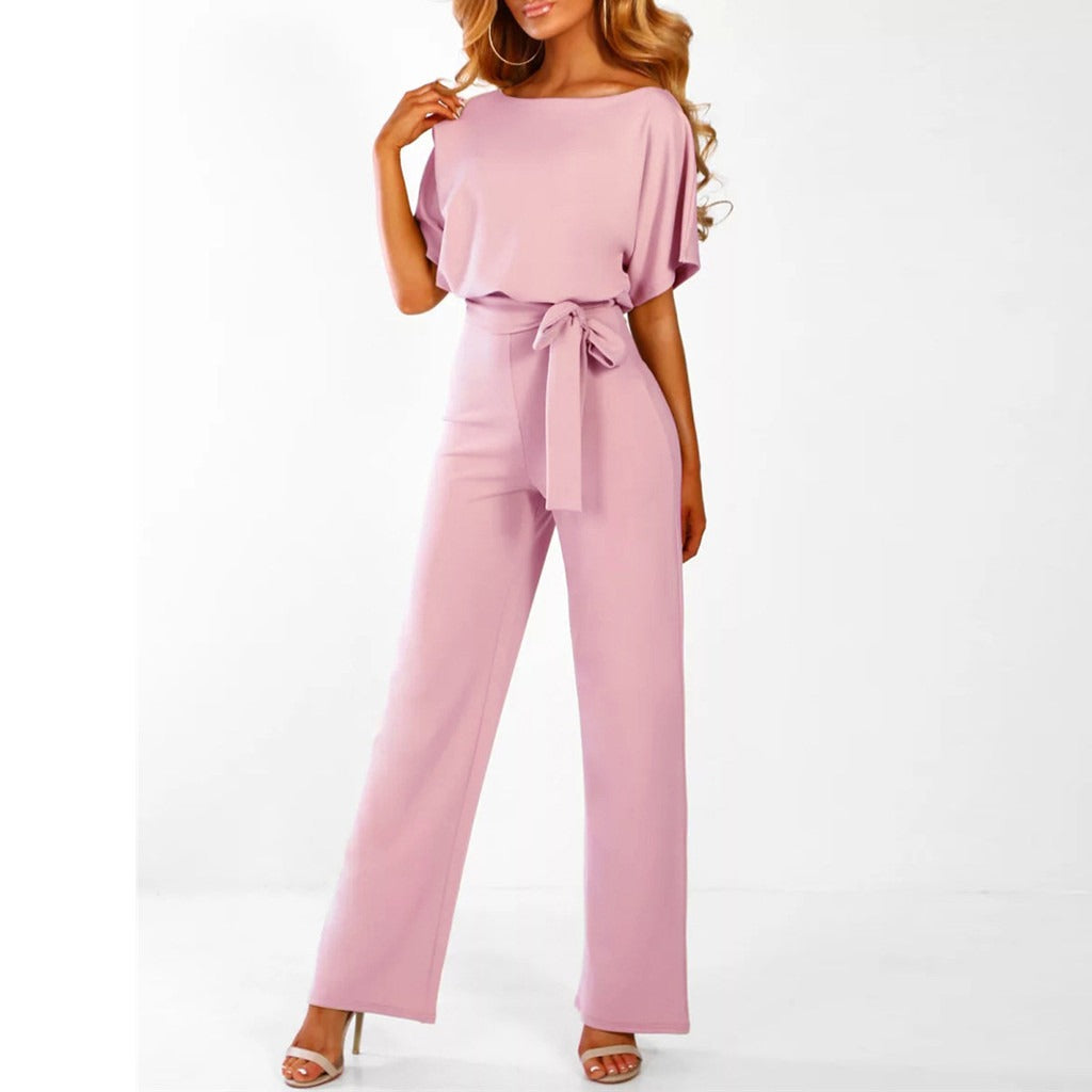 Women’s jumpsuit Elianne with wide legs and waist lacing