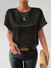 Caroline - Satin T-Shirt with turned-up sleeves for women