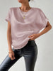 Caroline - Satin T-Shirt with turned-up sleeves for women