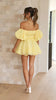 Women's Mini Dress Strapless with Puff Sleeves and Elastic Neckline