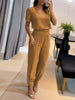 Two-Piece Set with V-Neck Top and Shorts for Women | Formal