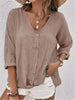 Fayo™  Effortless Blouse Top with V-Neck and Button Placket