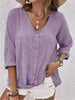 Fayo™  Effortless Blouse Top with V-Neck and Button Placket