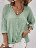 Fayo™  Effortless Blouse Top with V-Neck and Button Placket