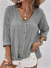 Fayo™  Effortless Blouse Top with V-Neck and Button Placket