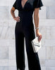 Women's jumpsuit with wide-leg and V-neck
