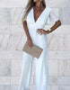 Women's jumpsuit with wide-leg and V-neck