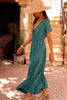 Women's Maxi Dress with Belt and V-Neck