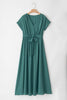 Women's Maxi Dress with Belt and V-Neck